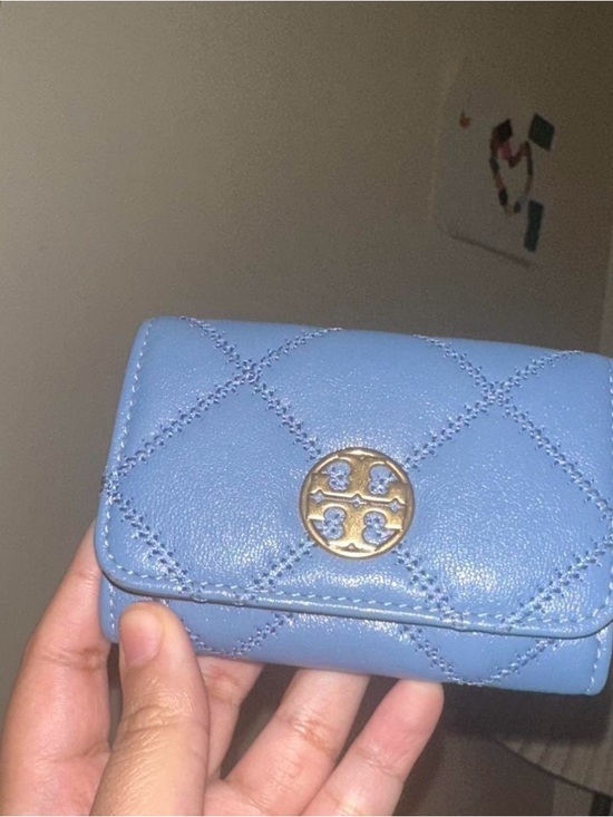 Tory Burch Handbags - Tory Burch Light Blue Quilted Leather Wallet with Gold Logo